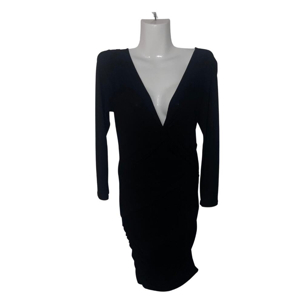 BCBGMAXAZRIA Dress Mid Length Ruched Cocktail Dress Size Medium Fitted